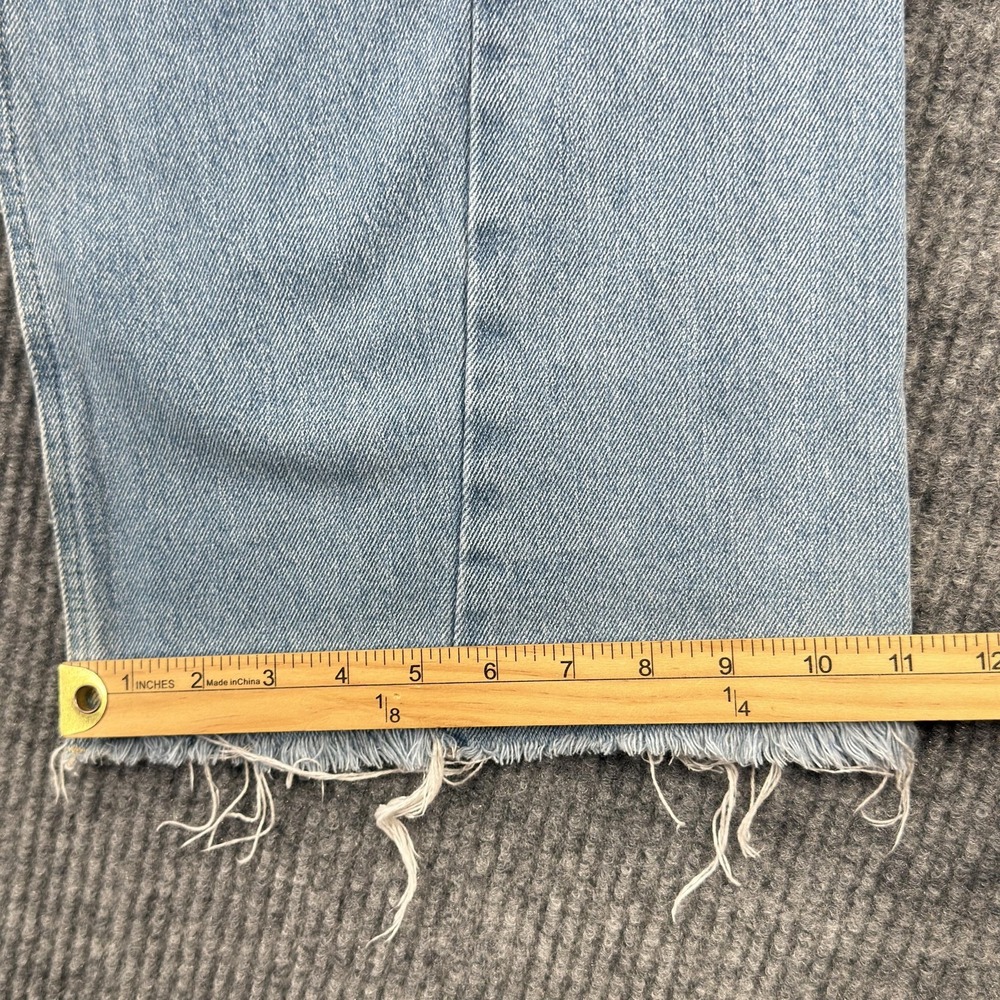 YMI Wide-Leg Fit Jeans Womens 11/30 Light Wash High Rise Raw Hem Denim Frayed - Picture 13 of 15